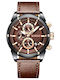 Giewont Herrenuhr 45mm Chronograph Batterie mit Schwarz Lederriemen