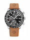 Men's Watch 44mm Chronograph Battery with Brown Leather Strap