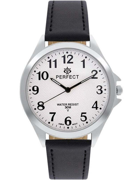 Perfect Men's Battery Watch with Black Metal Bracelet