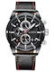 Giewont Herrenuhr 45mm Chronograph Batterie mit Schwarzem Lederriemen