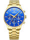 Giewont Men's Watch 42mm Chronograph Battery with Gold Metal Bracelet