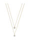 Loisir Double Necklace with Heart Design in Gold Plated Steel with Zircon