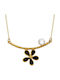 VTJ Necklace With Flower Design Made Of Silver With Black Pearls