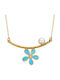 VTJ Necklace With Flower Design Made Of Silver With Light Blue Pearls