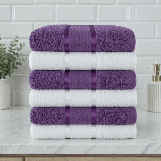 Kotonia Home Πετσέτα Προσώπου 50x90εκ. Multicolor 6τμχ Βάρους 400gr/m²