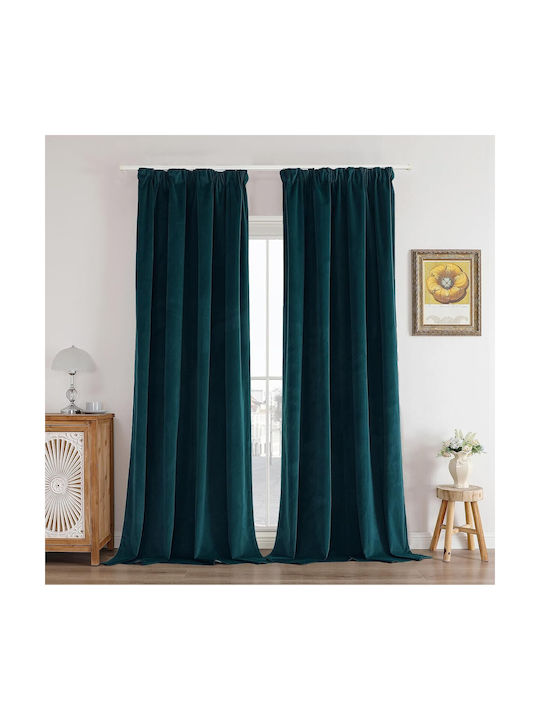 Joydeco Joydeco Vorhänge Verdunkelung mit Bleistiftfalten Türkis 140x240cm