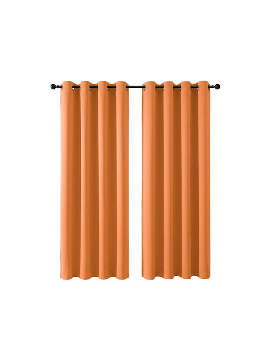 Joydeco Set Blackout Curtains with Orange Grommets 135x240cm