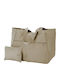 Benzi Stoff Strandtasche mit Kulturtasche Beige