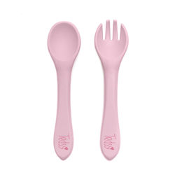 Tedsy Baby Silicone Set with Fork Pink 2 Pieces