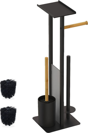 Relaxdays Set Accesorii Baie Metalic Negru