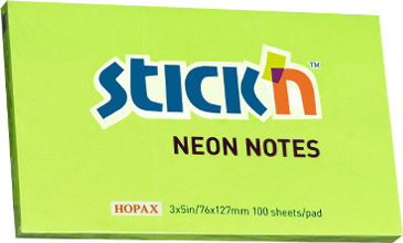 Hopax Self-adhesive Notes 76 X 127 Mm 100 Sheets Stick'n Neon Green