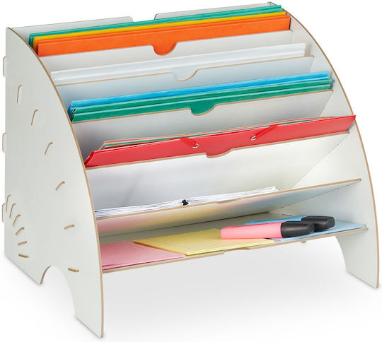 Relaxdays Organizator De Birou 6 Compartimente Mdf Alb 27x34x27cm