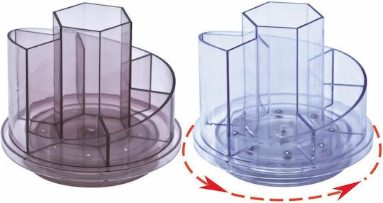 Kejea Plastic Desk Accessory Holder Rotating 7 Compartments Kejea Transparent