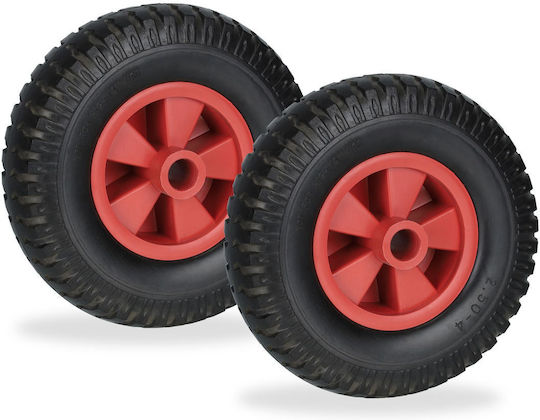 Set 2 Wheelbarrow Wheels Relaxdays 2.50-4 Red Black Solid Rubber