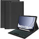 Illuminated Keyboard and Pen Holder for Samsung Flip Cover with Keyboard in English US Black (Samsung Galaxy Tab A9 Plus A11 Plus)