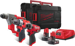 Milwaukee Μ12 FPP3A-602X Σετ Κρουστικό Δραπανοκατσάβιδο, Παλμικό Κατσαβίδι & Πιστολέτο