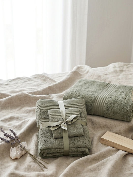 Cosy All Seasons Set Of 3 Bath Towels Khaki Weight 500gsm
