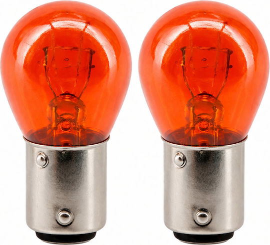 Λαμπτήρες Αυτοκινήτου P21/5w Ba15d 12v Πορτοκαλί Amber 2 Τεμ Διπλής Επαφής Φλας & Στοπ Cd-94794
