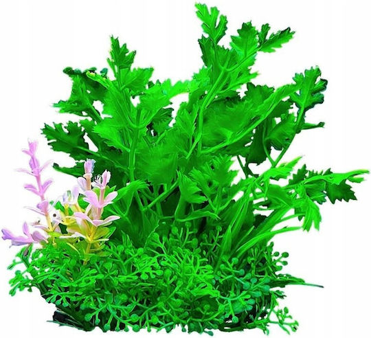 Aqua Natura Aquarium Decoration Plant Green Plastic 12 Cm Dense Plants Pink Decoration