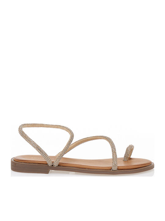 Tsoukalas Gold Flache Sandalen für Damen