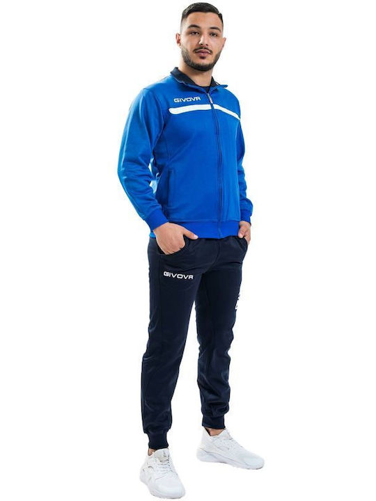 Tuta Glossy Sweatshirt Set with Elastic Navy Blue