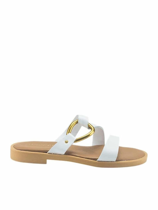 Barocco Damen Flache Sandalen Weiß