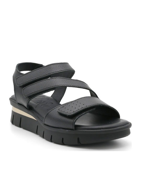 Valeria's Leather Women's Anatomic Black Sandals