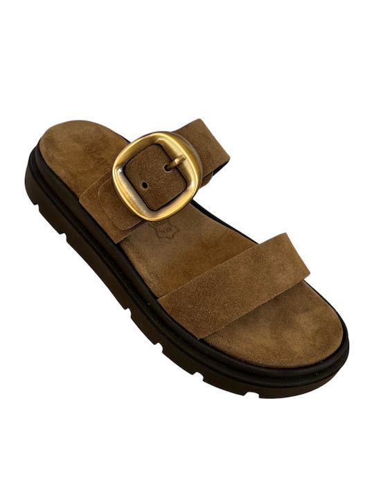 Gkavogiannis Sandals Δερμάτινα Σανδάλια Καφέ