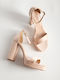 Gin Sandale Din Material Textil Roz K26-046-GIN-100 Saten-Nude