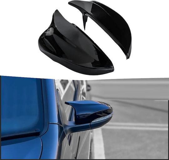 Καπάκια Καθρεφτών Vw Golf Vi 6 08-12 Touran 10-15 R Look Κουμπωτά Μαύρο Γυαλιστερό 2 Τεμάχια