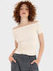 Damen Bluse Baumwolle Schulterfrei Off-White