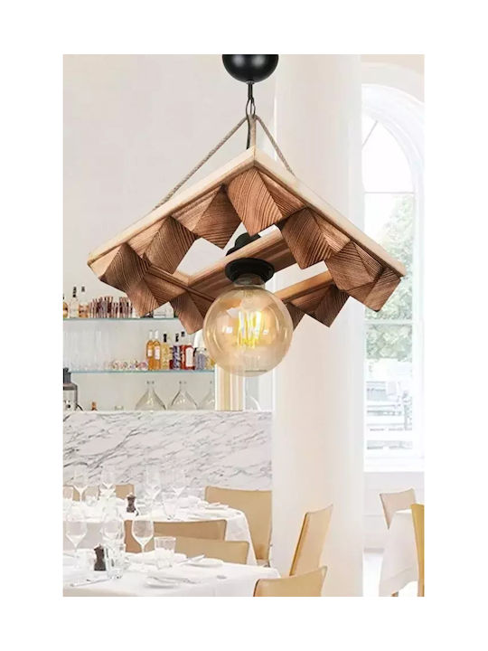 Stewehome Wooden Rustic Lighting Rope E27 Living Room 26 X 26 Cm