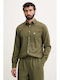 Long Sleeve Linen Shirt Khaki