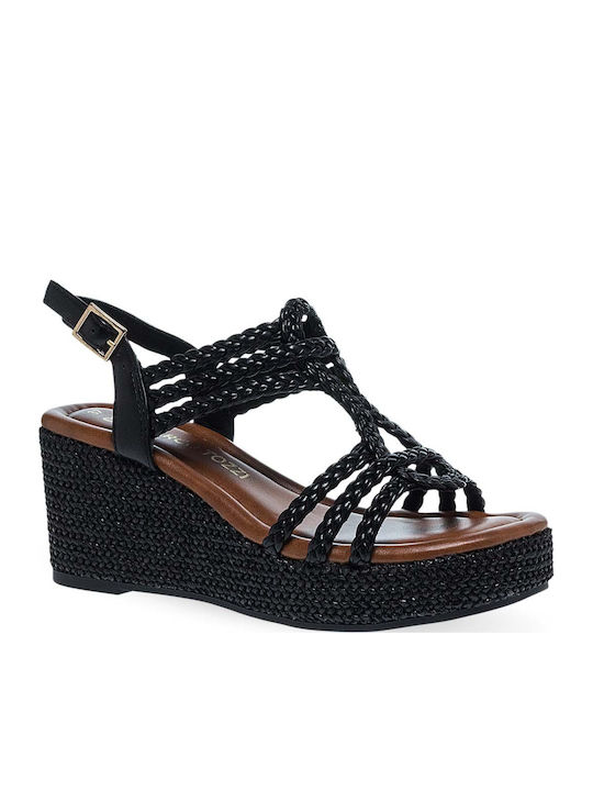 Marco Tozzi Women's Black Summer Platforms