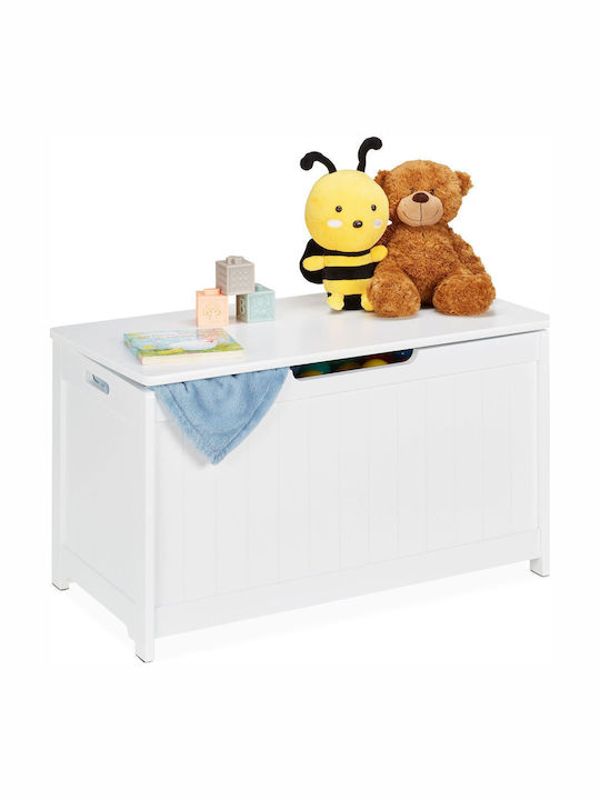 Relaxdays Cutie Depozitare Jucării Din Țesătură Albă 45x80x40cm