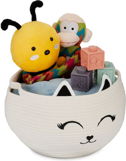 Relaxdays Cutie Depozitare Jucării Din Țesătură Albă 24x24x35cm