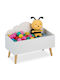 Relaxdays Cutie De Depozitare Pentru Copii Din Lemn Alb 45x60x30cm
