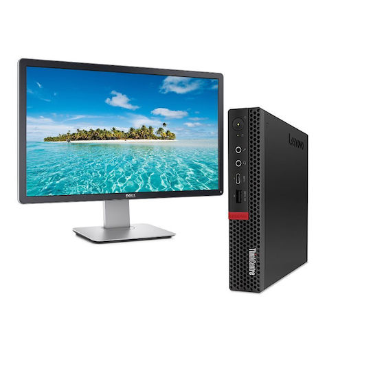 Lenovo M720Q Tiny + Monitor Dell P2414Hb Refurbished Grade A (Core i3-8100T/8GB/256GB SSD/W11 Pro)