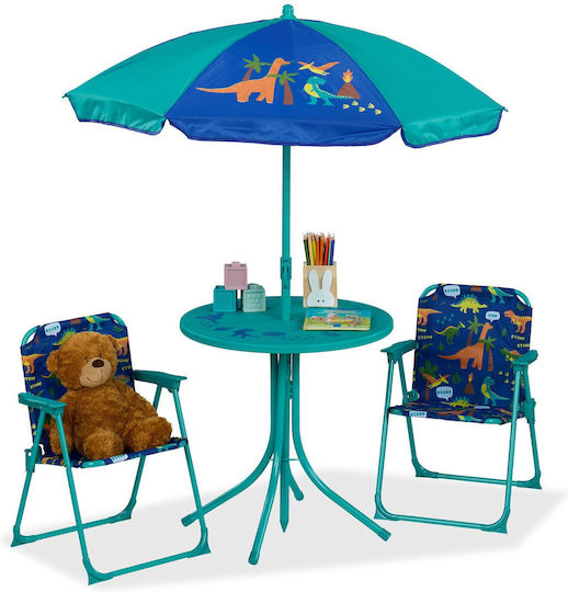 Kinder Tische Set mit Stühlen aus Kunststoff Mehrfarbig Relaxdays