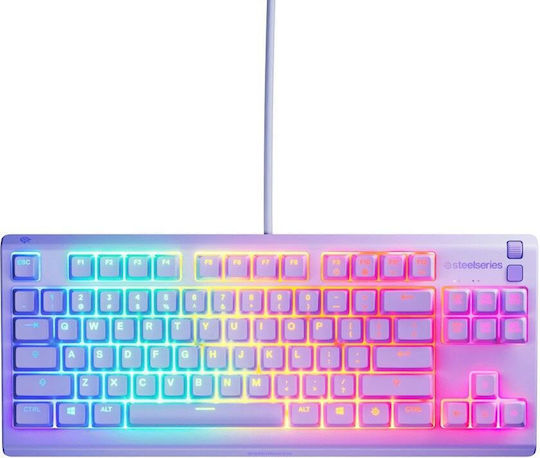 SteelSeries APEX 3 TKL Gaming Keyboard Tenkeyless with Illuminated Keys English US Purple