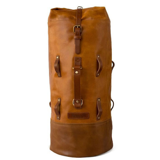 Leather Roll Bag Military Duffel Tan Trip Machine