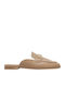 Flat Δερμάτινα Mules σε Μπεζ Χρώμα