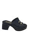 Leather Mules With Heel In Black Colour