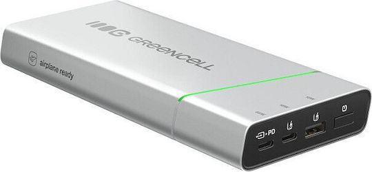 Green Cell PowerPlay Ultra 20800mAh 65W Mit USB-A Ausgangsanschlüsse Und 2 USB-C Ausgangsanschlüsse Stromlieferung Silber