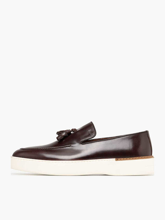 Boss Shoes Δερμάτινα Ανδρικά Loafers σε Καφέ Χρώμα