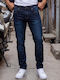 Men's Elastic Jeans Pants with Regular Straight Fit Blue