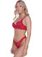 Comfort Δαντελένιο Σετ Εσωρούχων Σουτιέν με String Μπορντώ