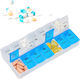 Organizator Săptămânal de Pastile Relaxdays 14 Compartimente Dimineața Seara Alb Albastru 18.5 X 9 X 3 Cm
