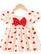 Girls Dress Short Sleeve Ecru/Red
