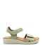 Sawi Willer Negro Leather Women's Flat Sandals Flatforms Green
